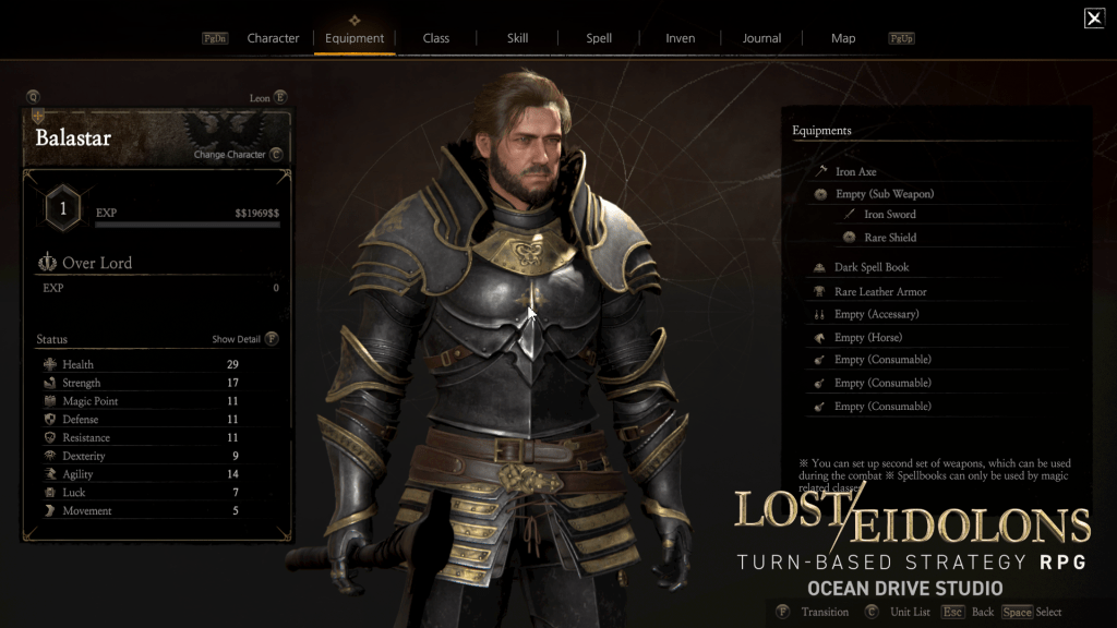 Lost Eidolons Equipment UI